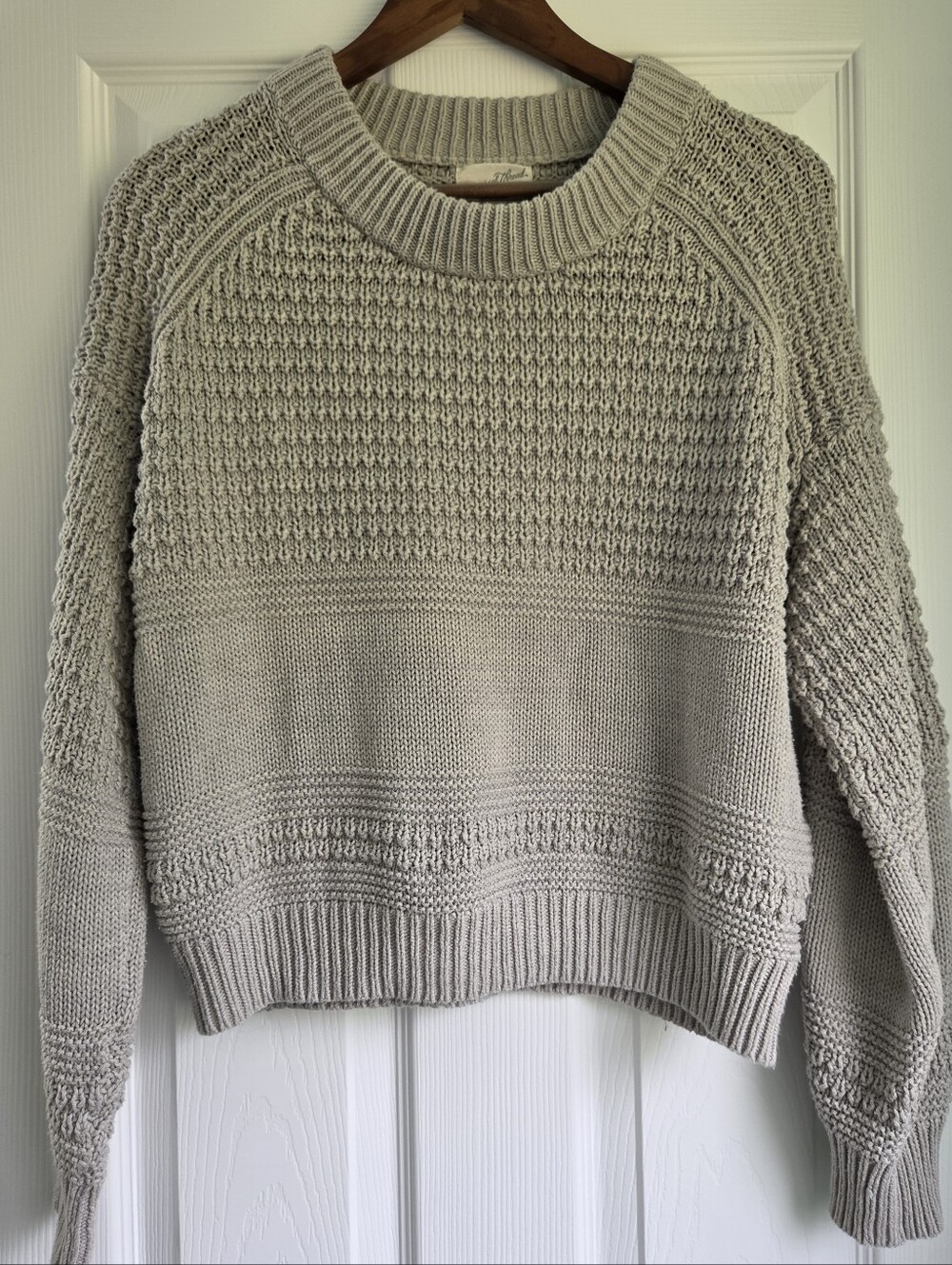 Universal Thread Gray Mixed Stitch Textured Knit Crewneck Sweater L